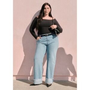 ABERCROMBIE & FITCH 90'S Relaxed High-Rise Curve Love Cuff Hem JEANS 26 2